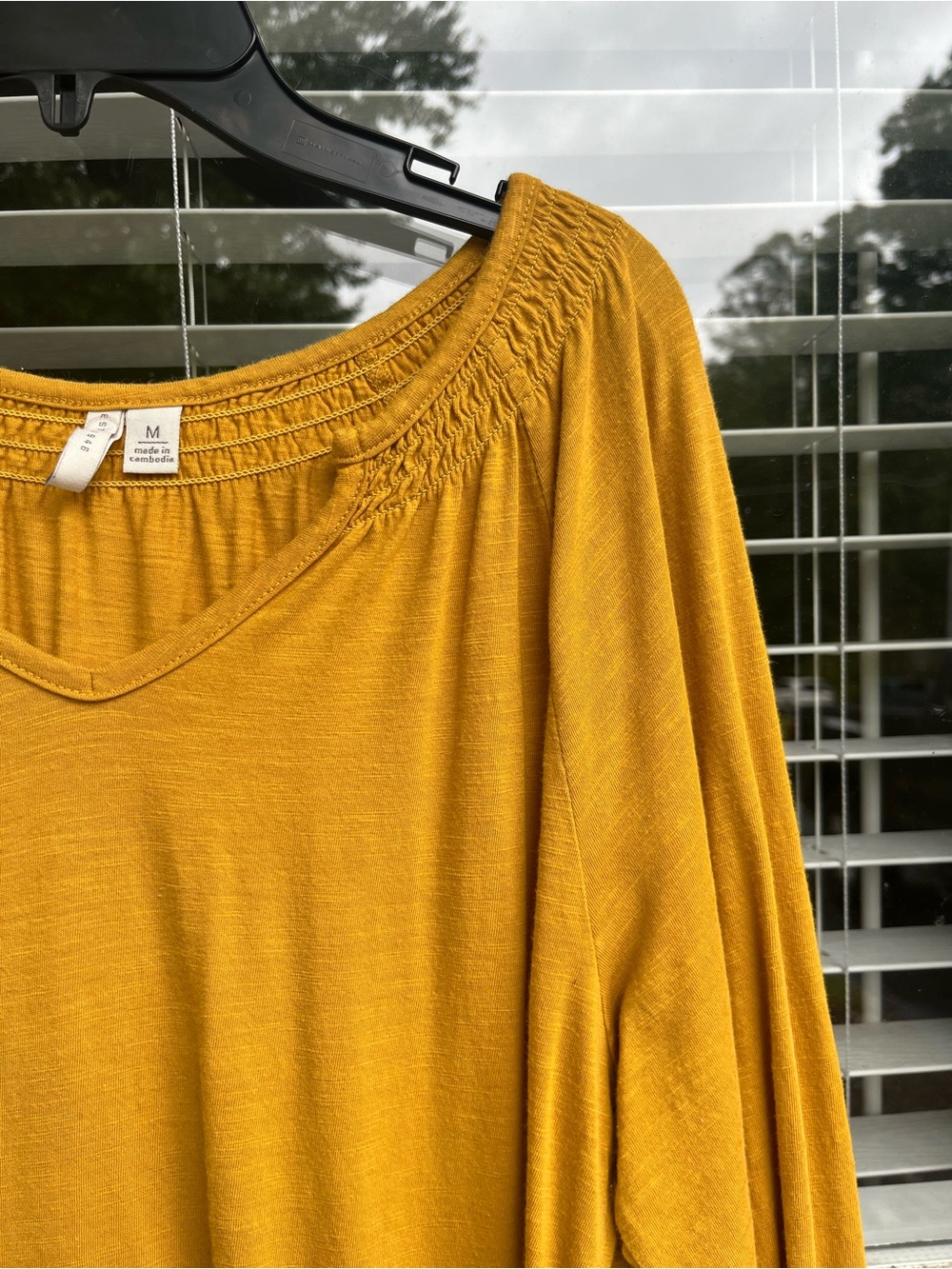 Women's Mustard Smocked Long Sleeve Top